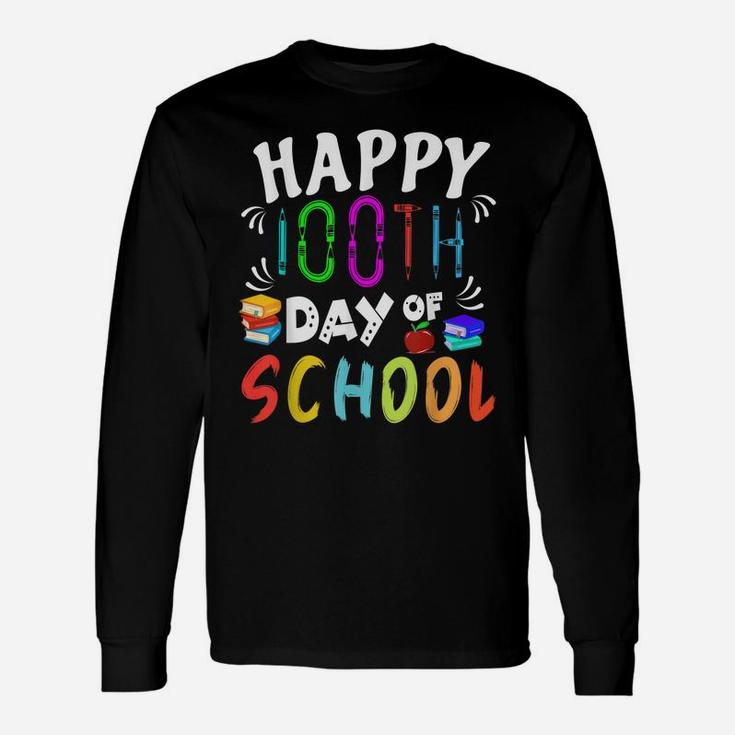 Happy 100Th Day Of School Shirt Student And Teacher Books Unisex Long Sleeve