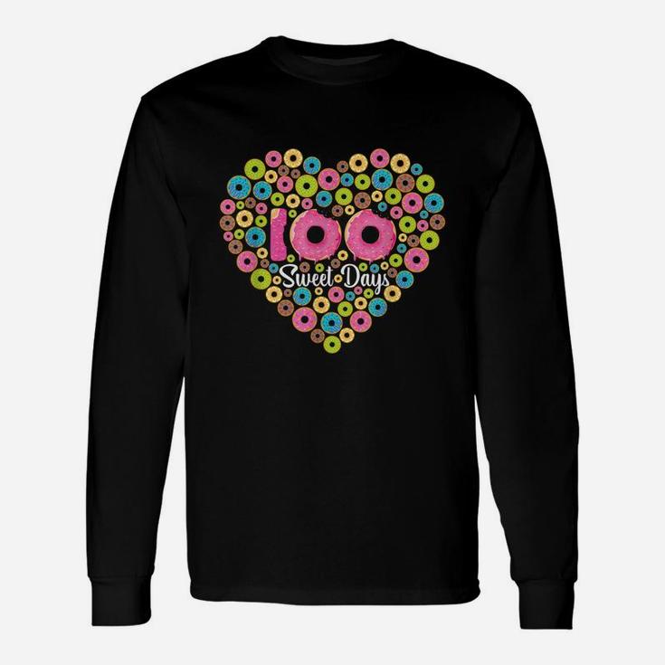 Happy 100th Day Of School Donuts 100 Sweet Days Teacher Long Sleeve T-Shirt