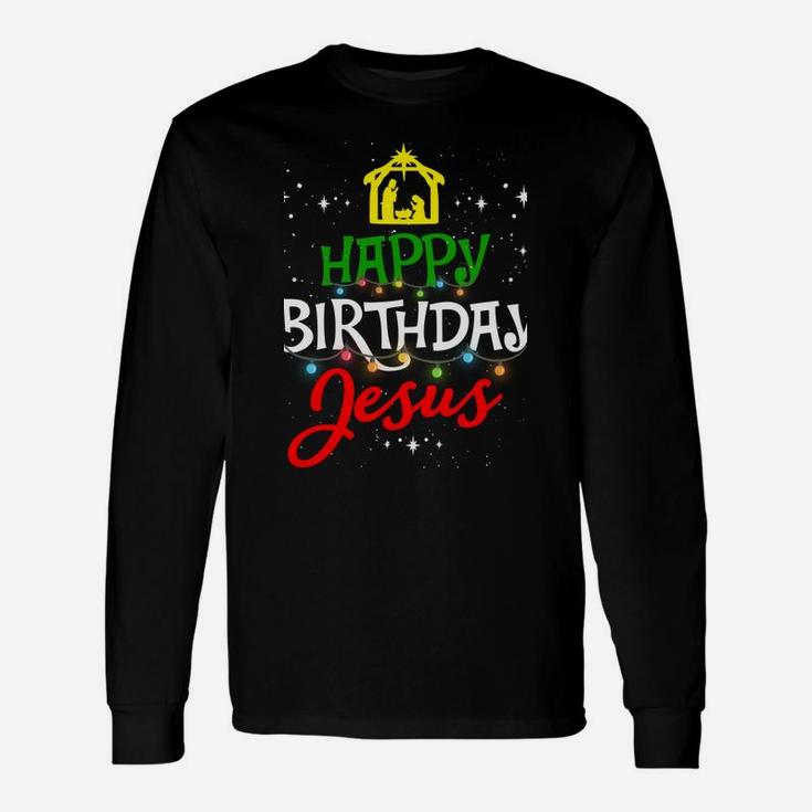Happy Birthday Jesus Christmas Pajama Holiday Xmas Unisex Long Sleeve