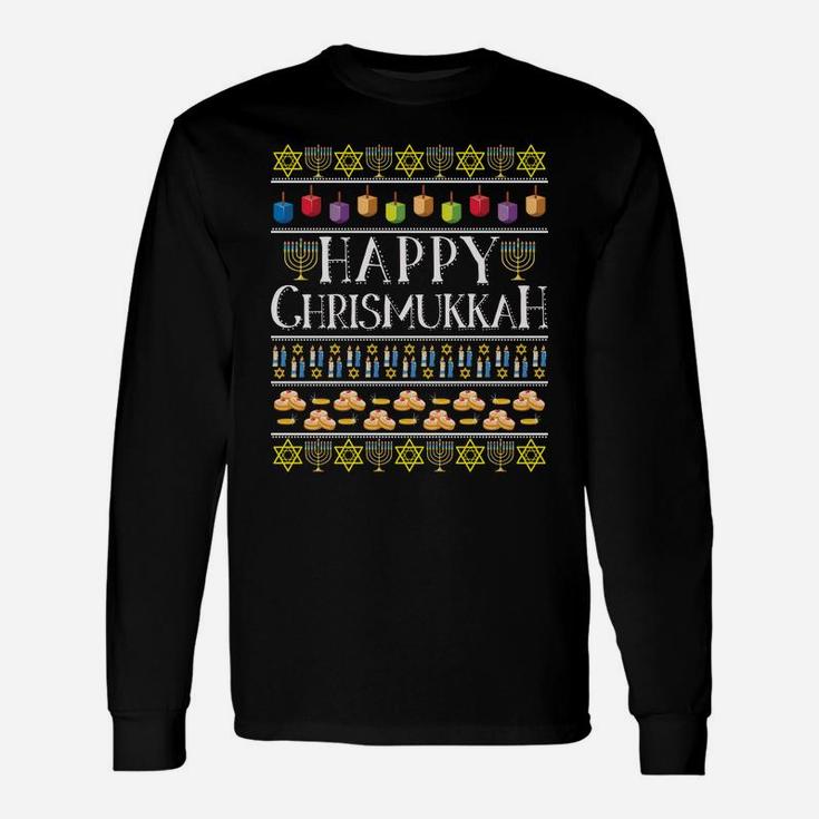 Happy Chrismukkah Hanukkah Ugly Christmas Theme Design Gifts Sweatshirt Unisex Long Sleeve