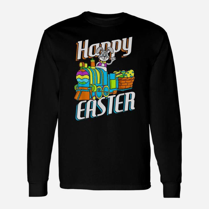 Happy Easter Rabbit Bunny Egg Hunting Train Basket Gift Unisex Long Sleeve