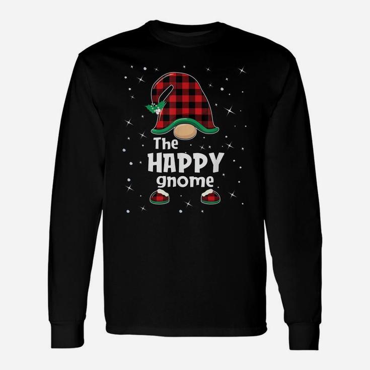 Happy Gnome Buffalo Plaid Matching Christmas Gift Pajama Unisex Long Sleeve