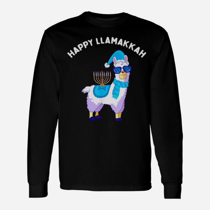 Happy Llamakkah Hanukkah Llama Chanukah Alpaca Long Sleeve T-Shirt
