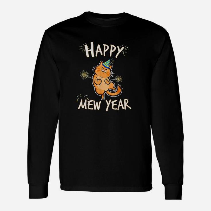 Happy Mew Year Funny Cat New Years Eve Party Supplies Unisex Long Sleeve