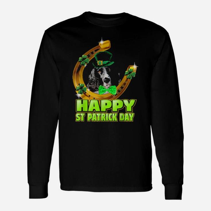 Happy Patrick Day English Setter Shamrock Lucky Dog Long Sleeve T-Shirt