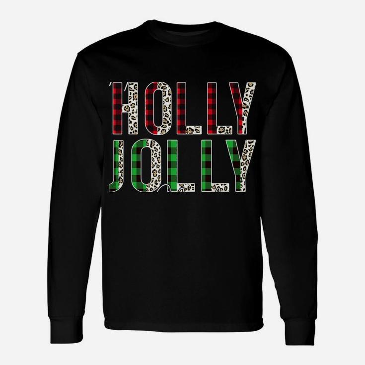 Have A Holly Xmas Jolly Christmas Red Buffalo Plaid Sweatshirt Unisex Long Sleeve