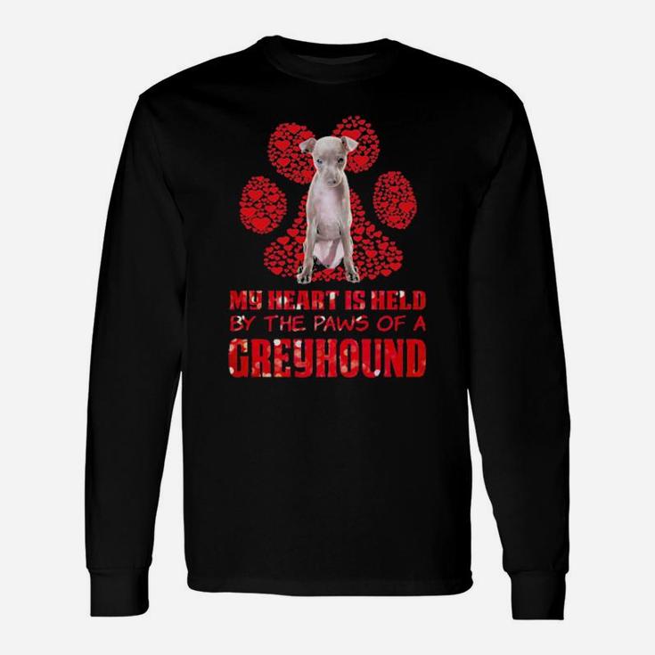 My Heart Is Held By The Paws Of A Greyhound Valentines Day Long Sleeve T-Shirt