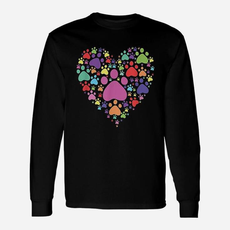 Heart Paw Print Dog Cat Lover Valentines Day Unisex Long Sleeve