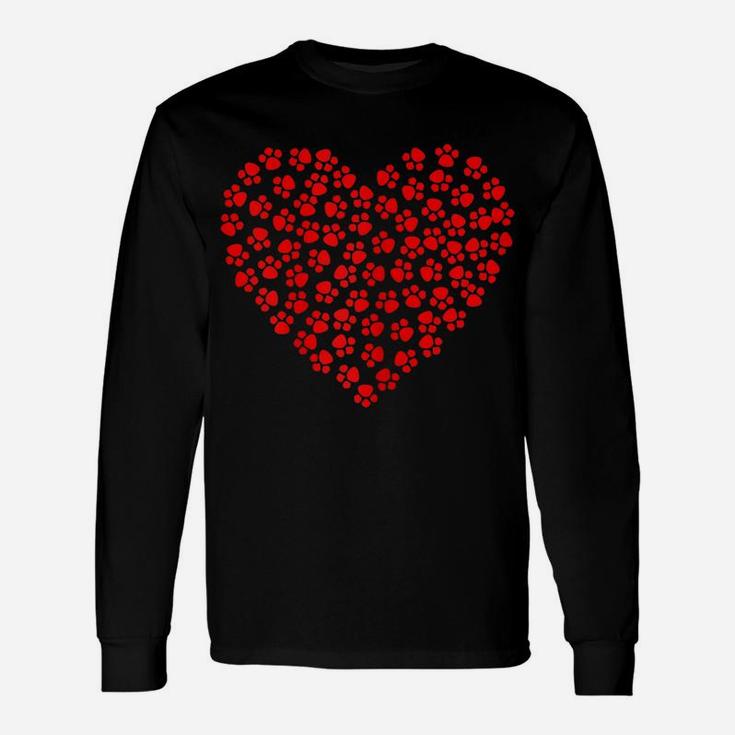 Heart Paw Print Dog Love Valentines Day Gift For Her Women Unisex Long Sleeve