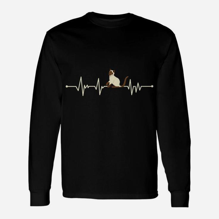 Heartbeat Design Siamese Cat - Funny Cute Unisex Long Sleeve