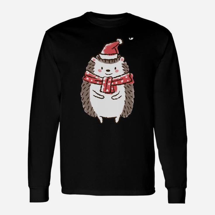Hedgehog Spiked Animal Merry Christmas Santa Hat Xmas Unisex Long Sleeve