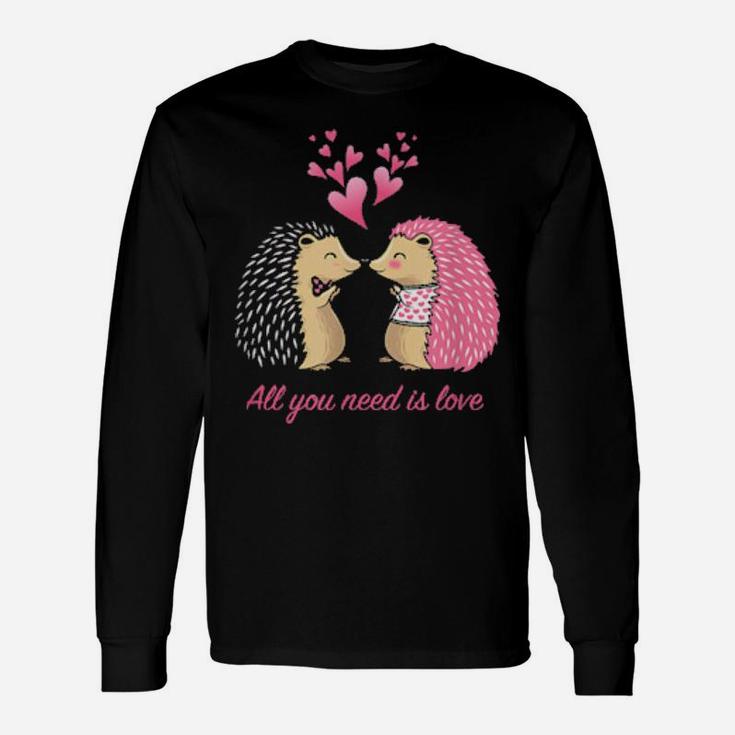 Hedgehogs Kissing Valentine's Day For Her Long Sleeve T-Shirt