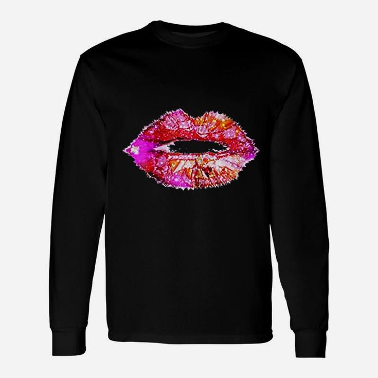 Hot Pink Lips Kiss Neon Unisex Long Sleeve