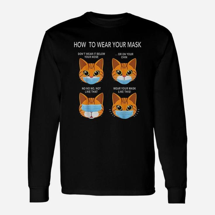 How To Wear A M Ask Funny Orange Cat Face Unisex Long Sleeve