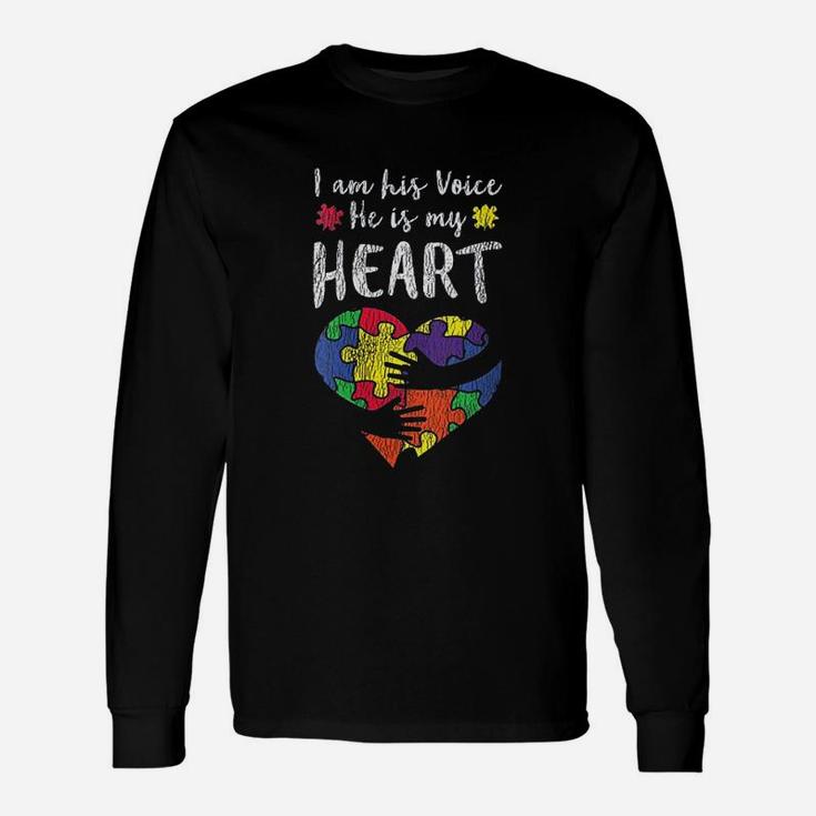 I Am His Voice Mom Dad Family Autistic Kids Awareness Unisex Long Sleeve