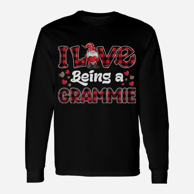 I Love Being Grammie Red Plaid Hearts Gnome Valentine's Day Unisex Long Sleeve