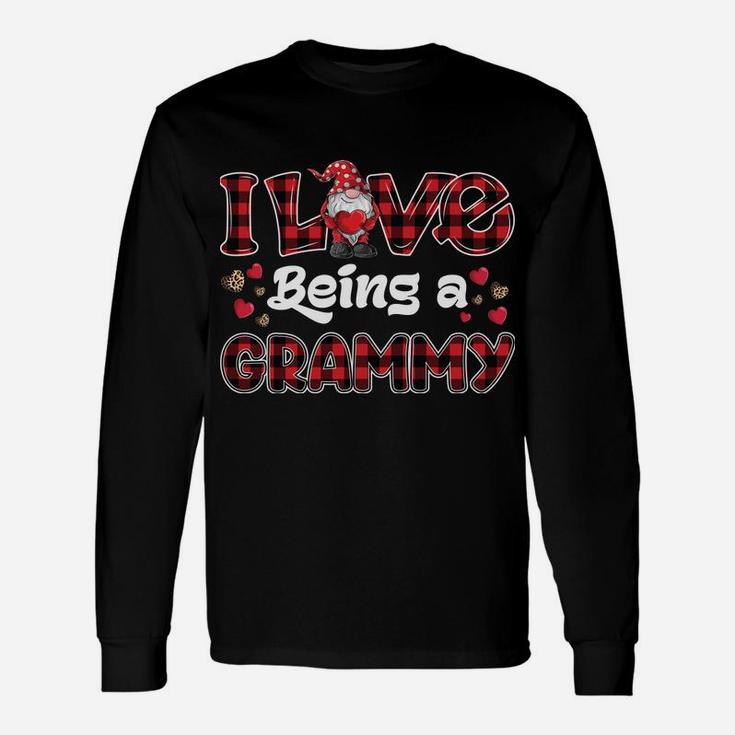 I Love Being Grammy Red Plaid Hearts Gnome Valentine's Day Sweatshirt Unisex Long Sleeve