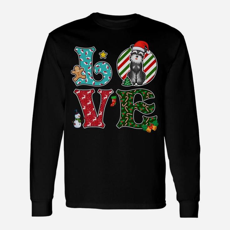 I Love Dog Schnauzer Christmas Sweatshirt Unisex Long Sleeve