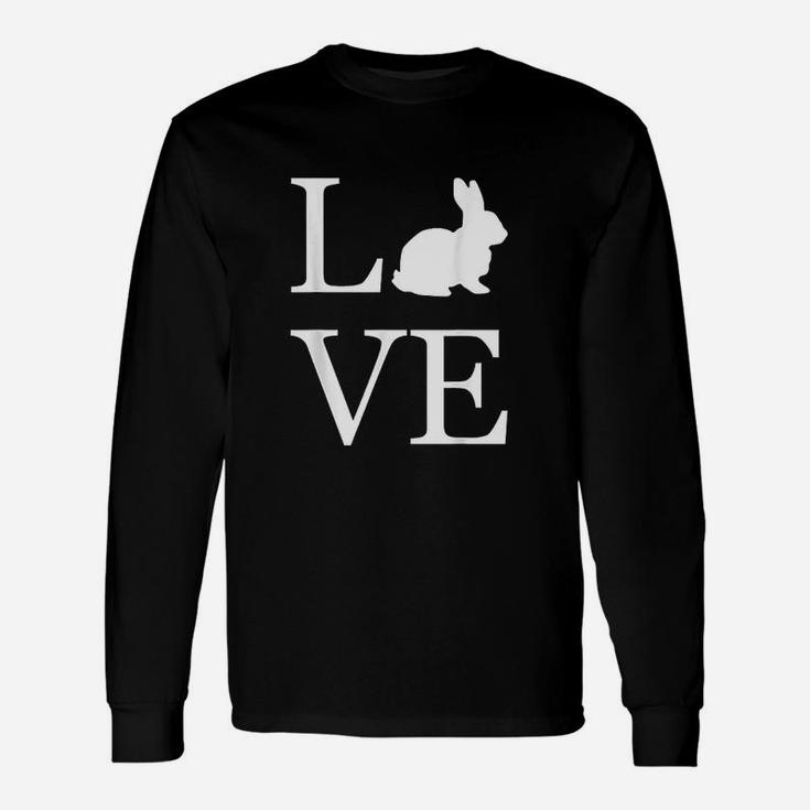 I Love Rabbit Bunny Silhouette Animal Lover White Graphics Unisex Long Sleeve