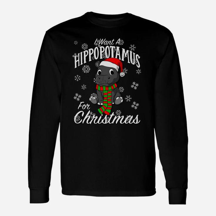 I Want A Hippopotamus For Christmas Sweatshirt | Xmas Hippo Unisex Long Sleeve