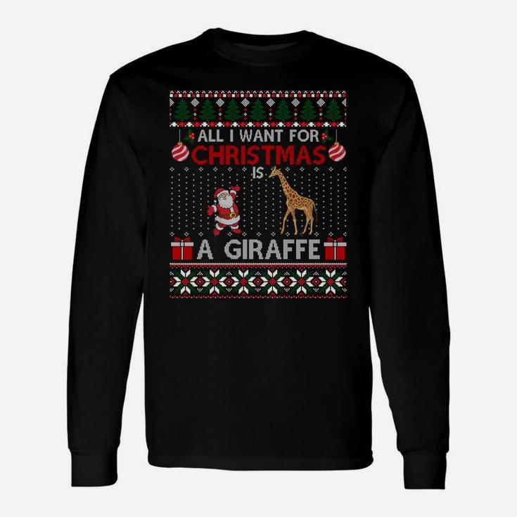 I Want For Christmas Is A Giraffe Ugly Sweater Santa Elf Sweatshirt Unisex Long Sleeve