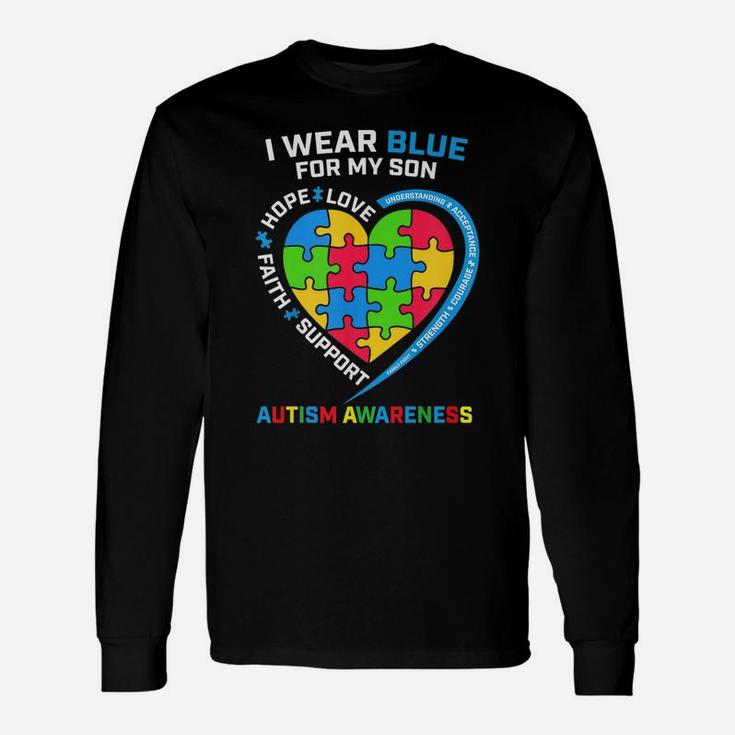 I Wear Blue For My Son Autism Awareness Unisex Long Sleeve