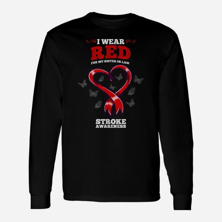 I Wear Red For My Sister In Law Stroke Awareness Unisex Long Sleeve
