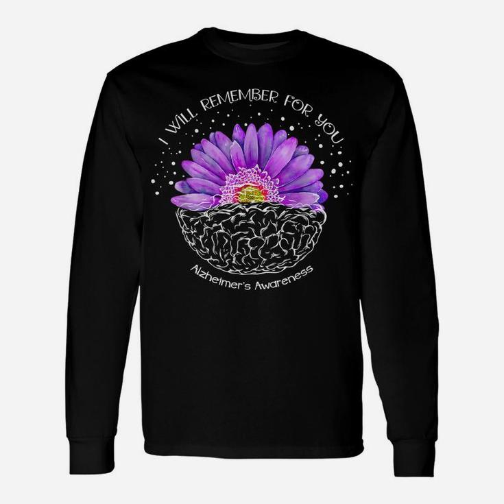 I'll Remember For You Purple Sunflower Alzheimer's Awareness Unisex Long Sleeve