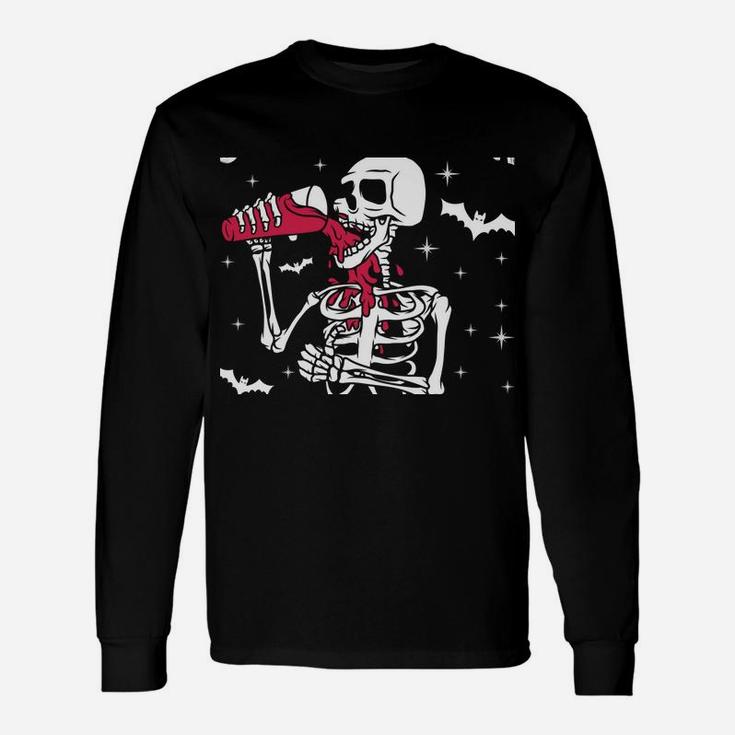 I'm Just Here For The Boos Funny Skeleton Drinking Wine Sweatshirt Unisex Long Sleeve