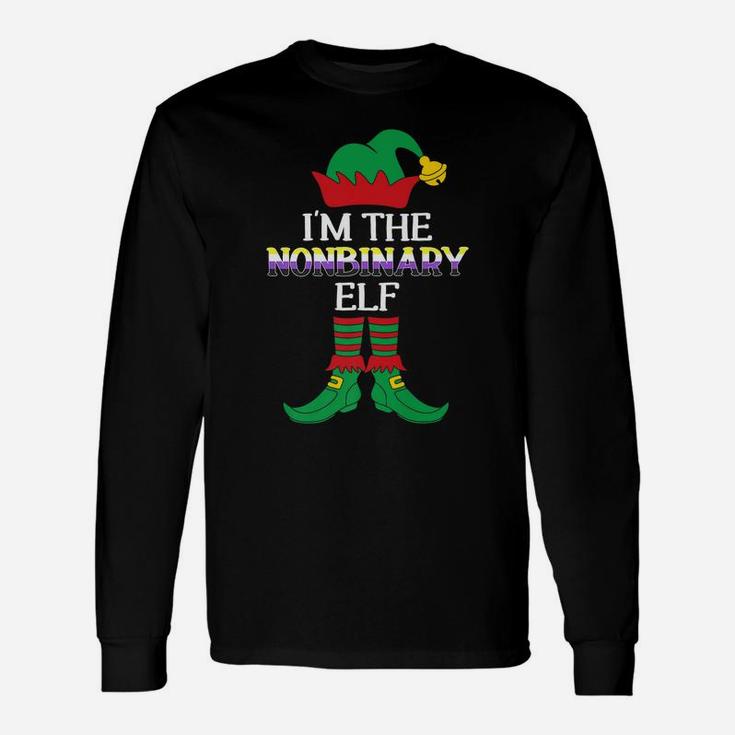 I'm The Nonbinary Elf Funny Xmas Gift Family Group Lgbtq Unisex Long Sleeve