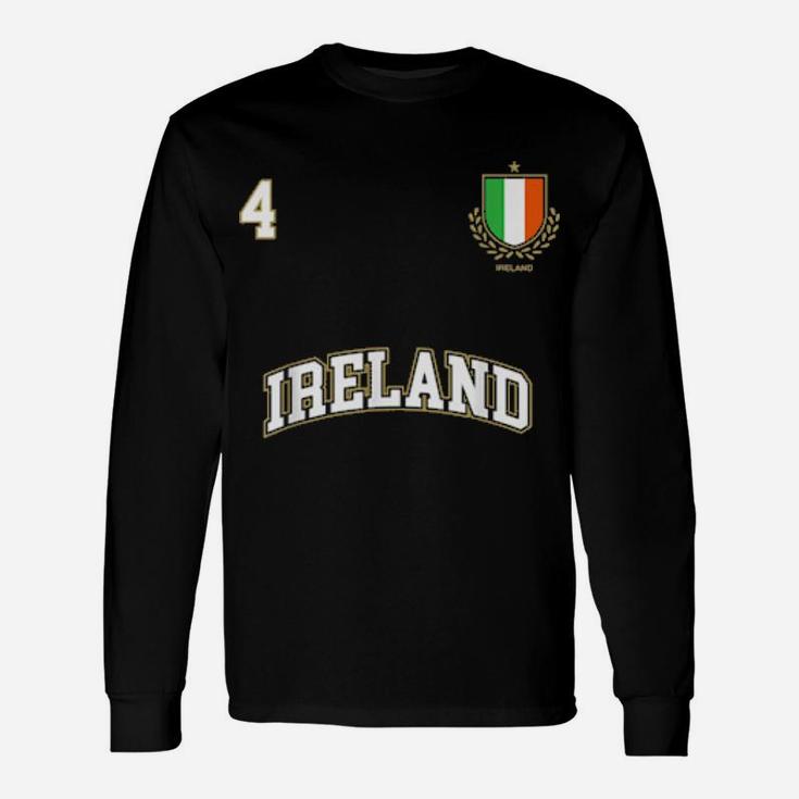 Ireland Team Sports Number 4 Soccer Irish Flag Shirt Long Sleeve T-Shirt