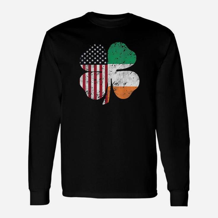 Irish American Shamrock Flag Grunge Weathered Long Sleeve T-Shirt