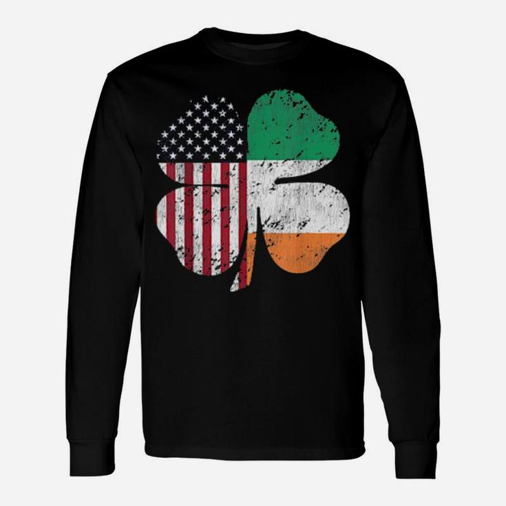 Irish American Shamrock Flag Grunge Weathered St Patrick's Long Sleeve T-Shirt