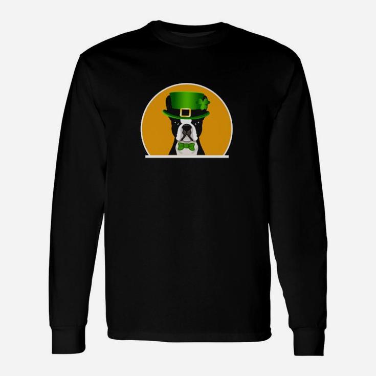 Irish Leprechaun Hat Boston Terrier St Patricks Day Long Sleeve T-Shirt