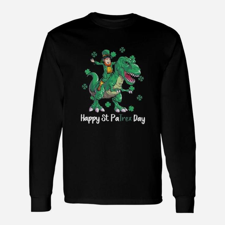 Irish Riding Dinosaurs Happy St Patricks Day Long Sleeve T-Shirt