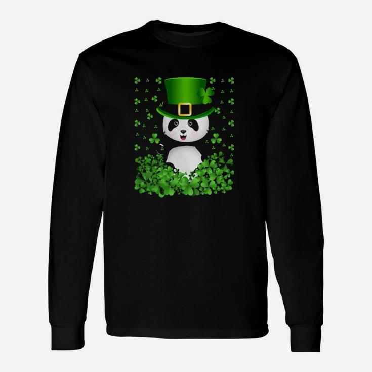 Irish Shamrock Leprechaun Panda St Patricks Day Long Sleeve T-Shirt