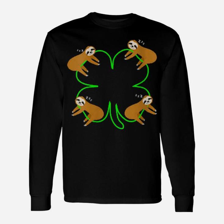 Irish Shamrock Leprechaun Sloth St Patricks Day Long Sleeve T-Shirt