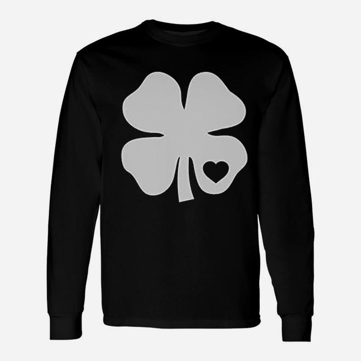 Irish Shamrock White Clover Heart St Patrick's Day Long Sleeve T-Shirt