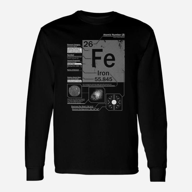 Iron Fe Element | Atomic Number 26 Science Chemistry Unisex Long Sleeve