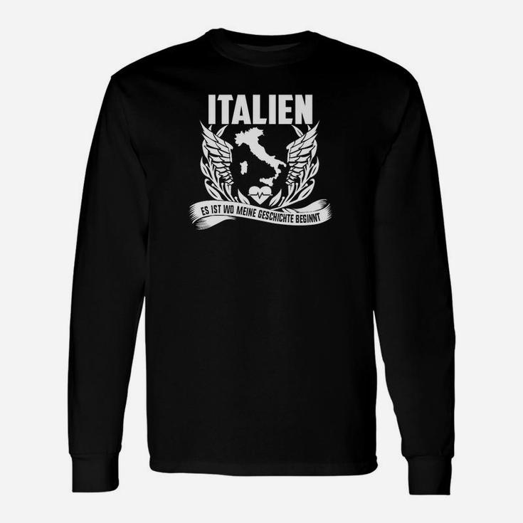 Italien Patriotisches Langarmshirts Schwarz mit Lorbeerkranz-Design