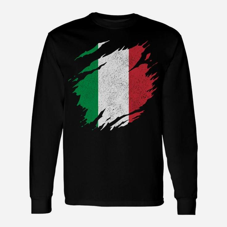 Italy Flag Italian Pride Vintage Italia Unisex Long Sleeve