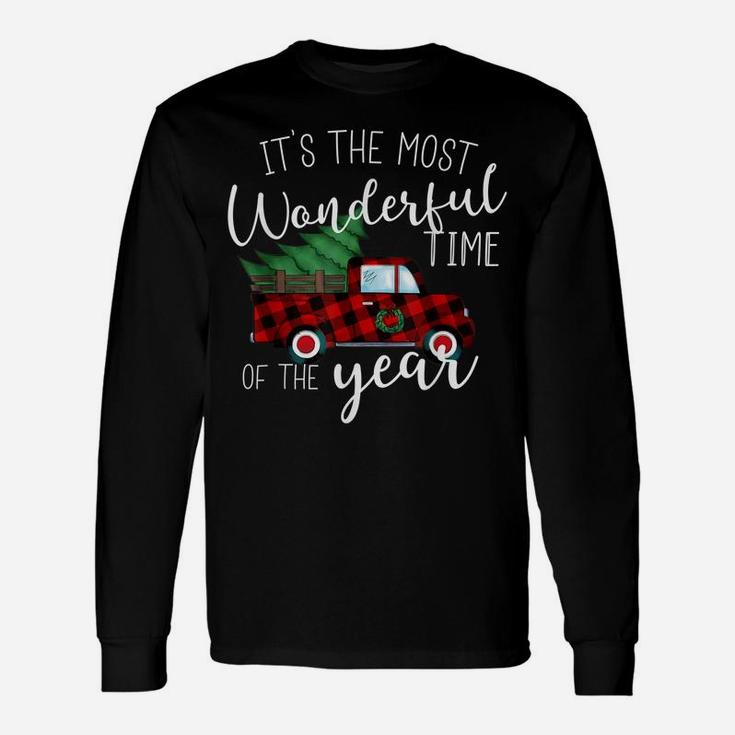It's The Most Wonderful Time Of The Year Plaid Truck Gift Unisex Long Sleeve