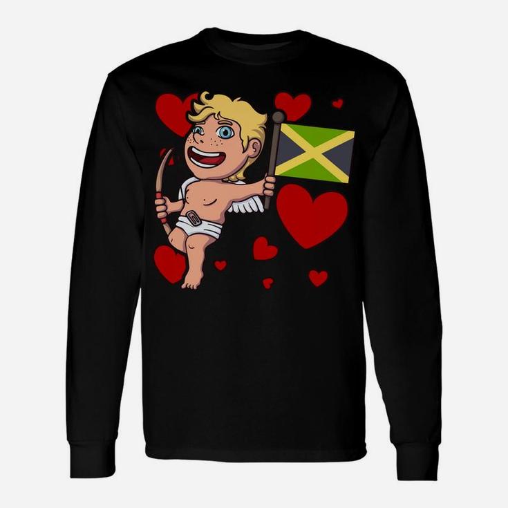 Jamaican Cupid Valentines Day Jamaica Themed Long Sleeve T-Shirt