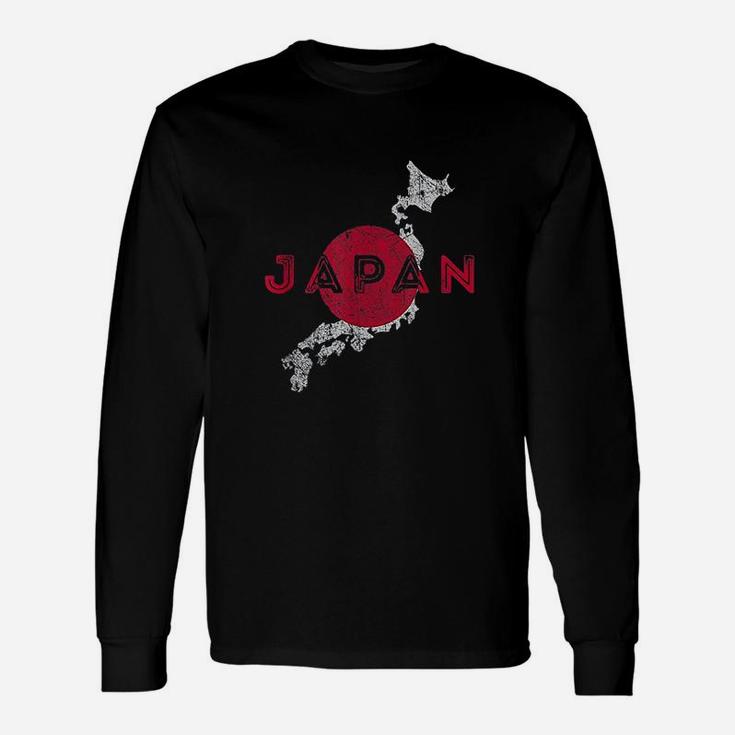 Japanese Map And Flag Souvenir  Distressed Japan Unisex Long Sleeve