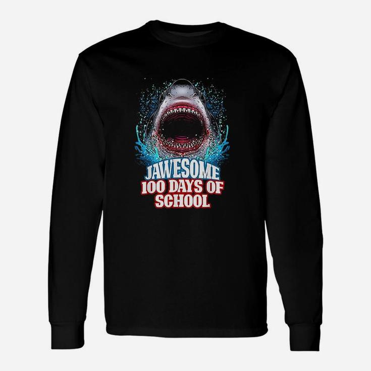 Jawesome 100 Days Of School Great White Shark Unisex Long Sleeve