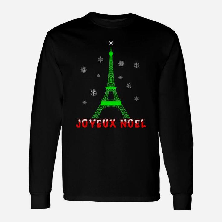 Joyeux Noel French Paris Eiffel Tower Merry Christmas Xmas Unisex Long Sleeve