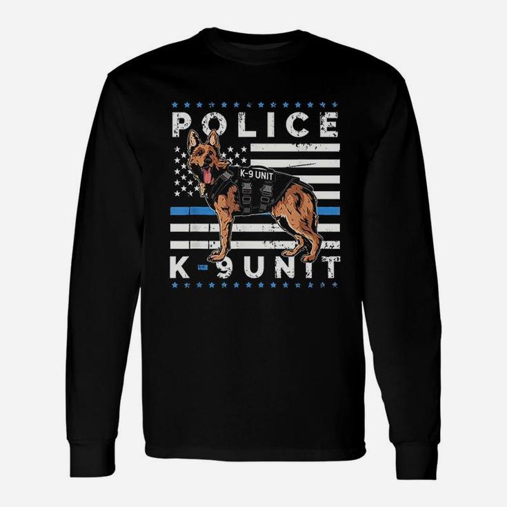 K9 Police Officer American Flag Thin Blue Line Unisex Long Sleeve
