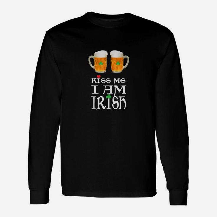 Kiss Me I Am Irish Beer Drinking Team Saint Patricks Day Long Sleeve T-Shirt