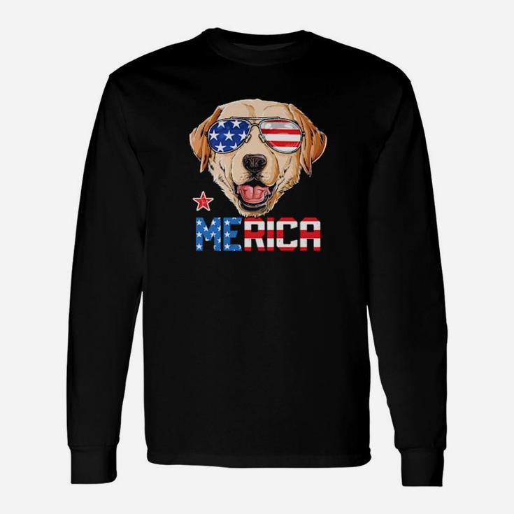 Labrador 4Th Of July Merica American Flag Long Sleeve T-Shirt