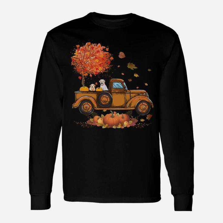 Labrador Retriever Pumpkins Truck Autumn Leaf Fall Gifts Sweatshirt Unisex Long Sleeve
